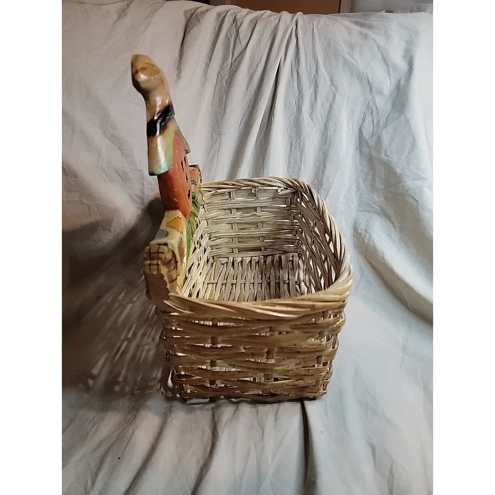Pumpkin Basket Wood and Woven Wicker Scarecrow Pumpkin Fall Autumn‎ Decor 12